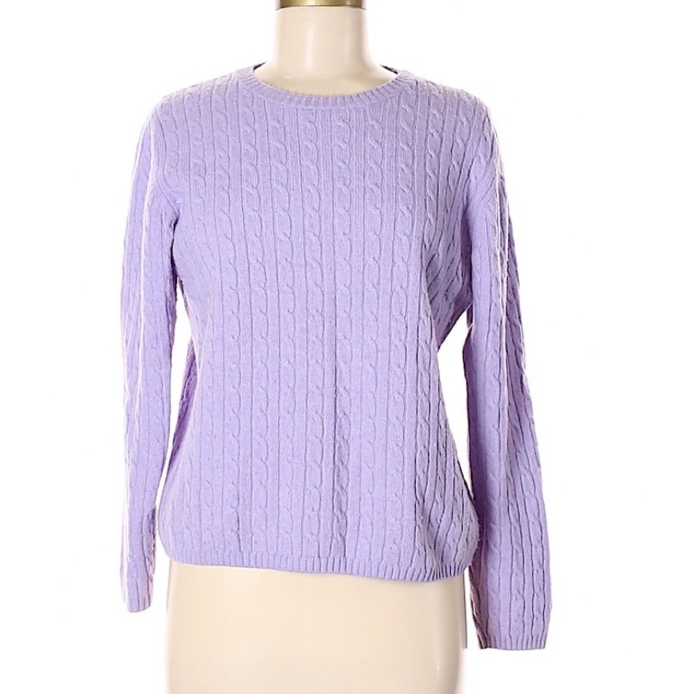 Lavender LL Bean Wool Cable Knit Sweater